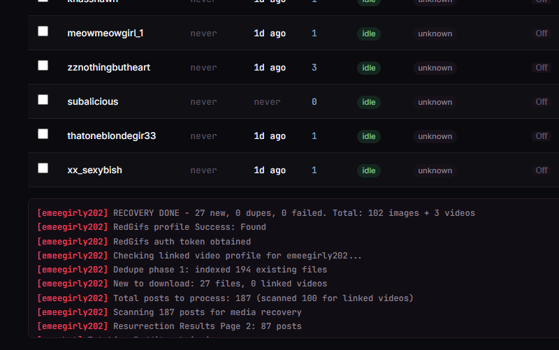 RedReap deleted reddit post recovery showing resurrection results and recovered media count